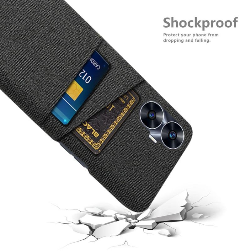 Coque Realme C55 Tissu Double Porte-Cartes