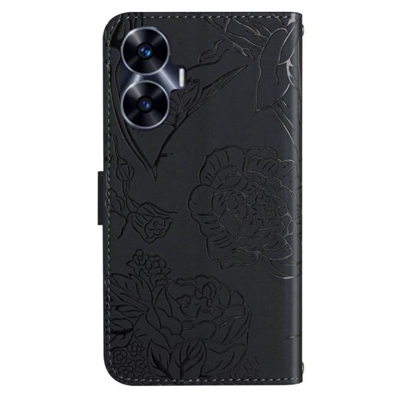 Housse Realme C55 Impression Papillons à Bandoulière