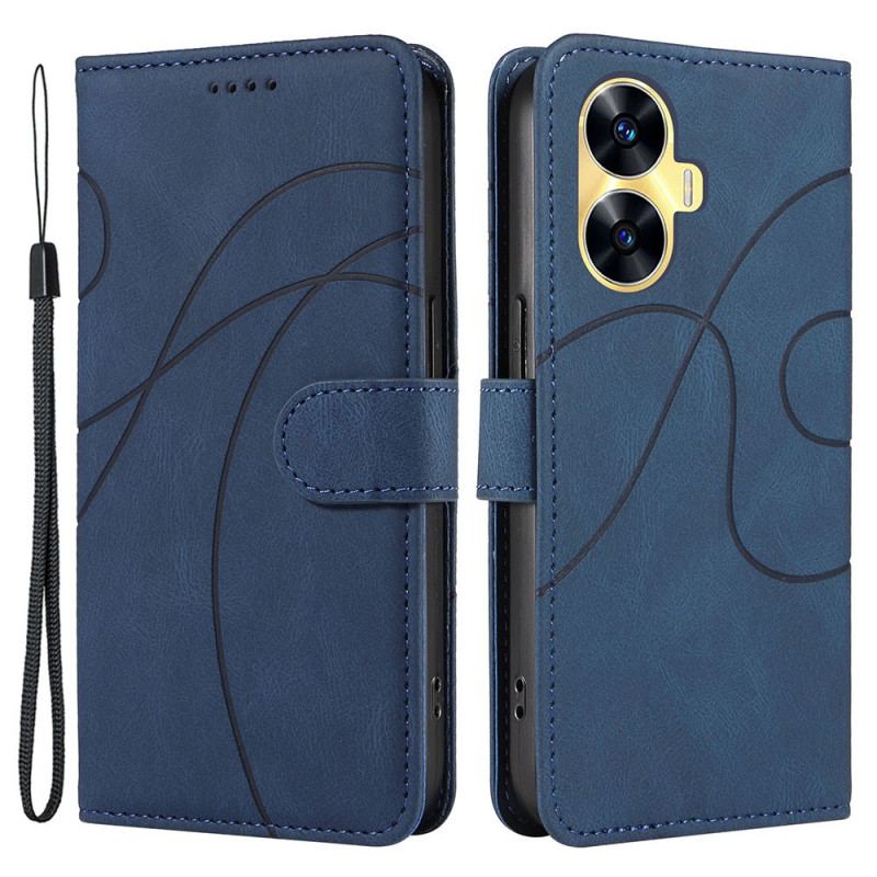 Housse Realme C55 Lignes Ondulées à Lanière