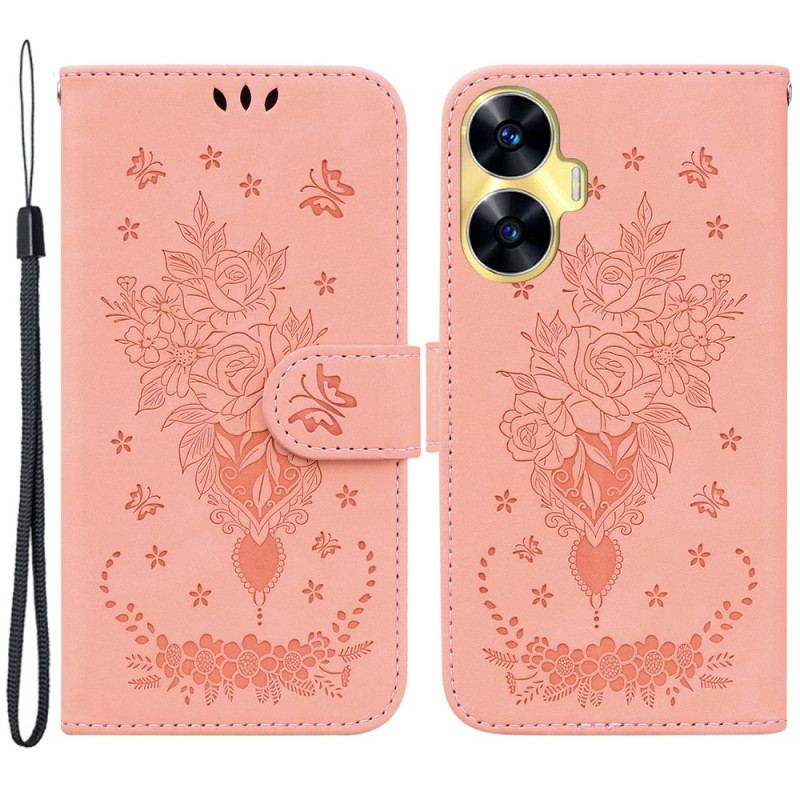Housse Realme C55 Motif Roses et Papillons