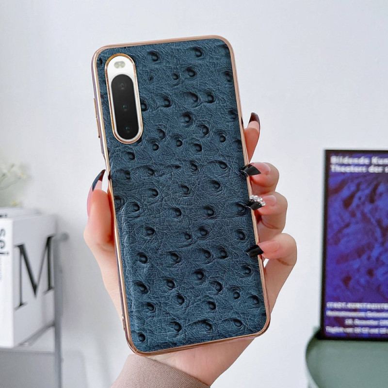 Coque Sony Xperia 10 IV Véritable Cuir Style Autruche