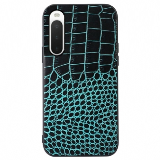 Coque Sony Xperia 10 IV Véritable Cuir Texture Crocodile
