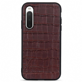 Coque Sony Xperia 10 IV Véritable Cuir Texture Crocodile
