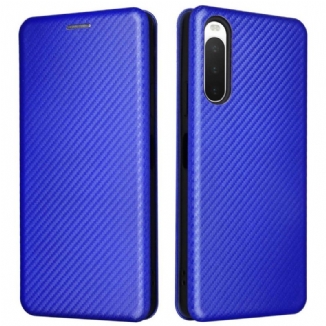 Flip Cover Sony Xperia 10 IV Texture Fibre Carbone