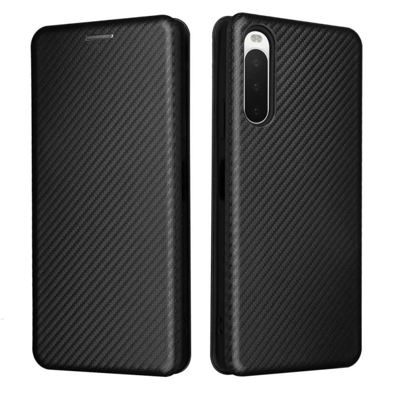 Flip Cover Sony Xperia 10 IV Texture Fibre Carbone