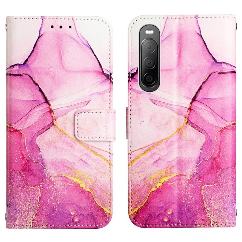 Housse Sony Xperia 10 IV Marbre avec Lanière