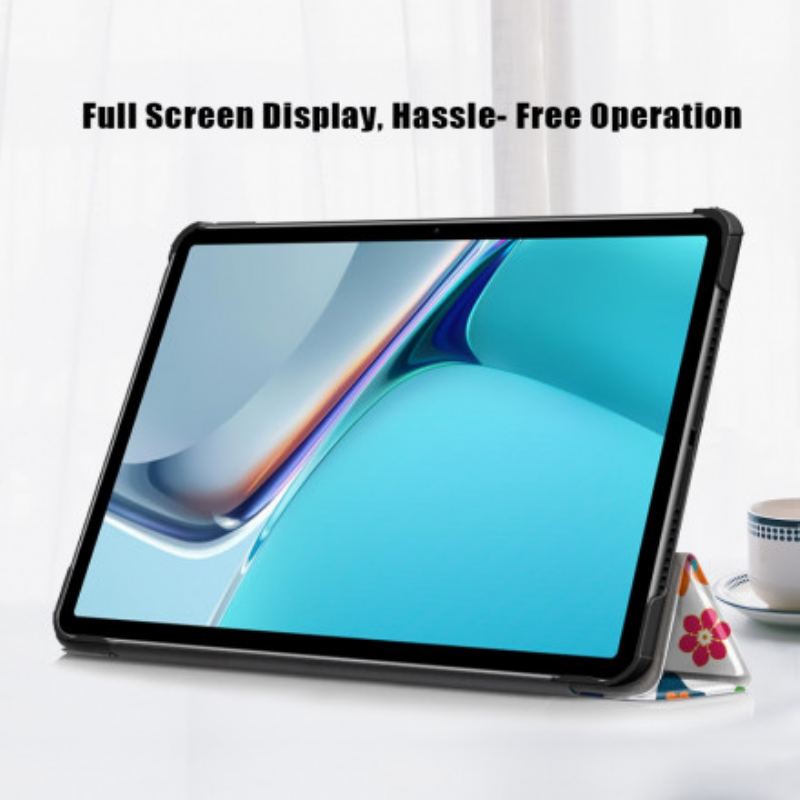 Smart Case Huawei MatePad 11 (2021) Renforcée Papillons et Fleurs Rétros