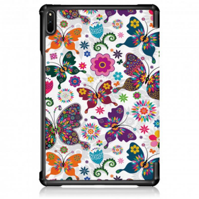 Smart Case Huawei MatePad 11 (2021) Renforcée Papillons et Fleurs Rétros
