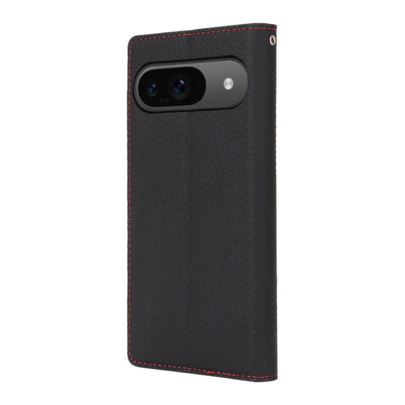 Flip Cover Google Pixel 9 / 9 Pro Texture Litchi avec Bandoulière
