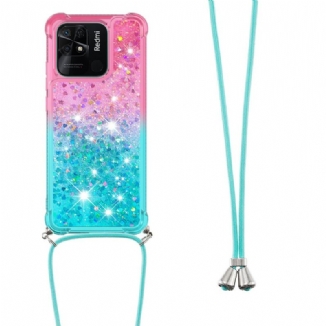Coque Xiaomi Redmi 10C à Cordon Silicone Paillettes