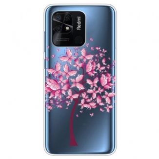 Coque Xiaomi Redmi 10C Transparente Arbre Rose