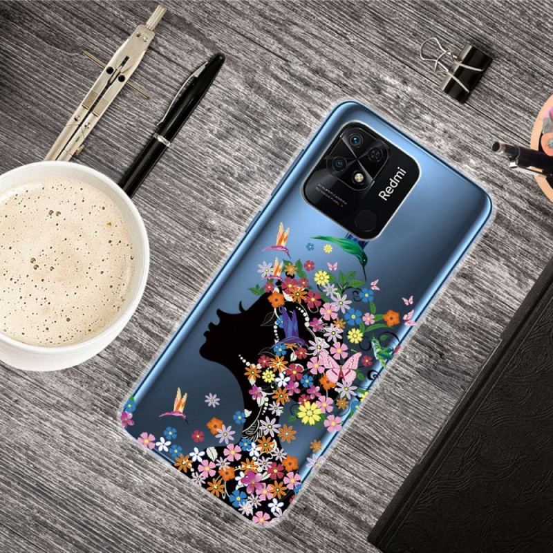 Coque Xiaomi Redmi 10C Transparente Tête Fleurie