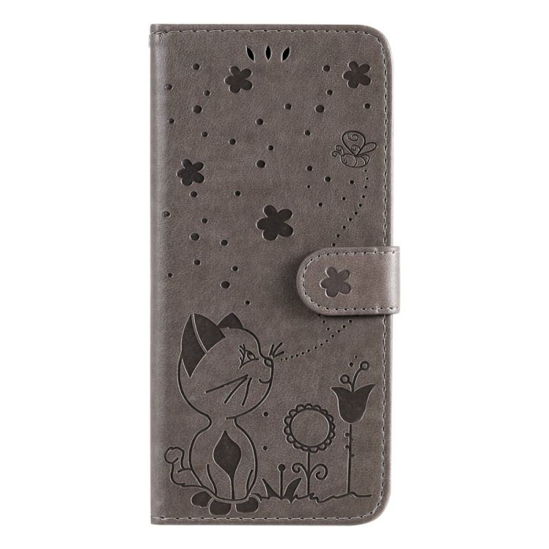 Housse Xiaomi Redmi 10C Chat et Abeilles à Lanière