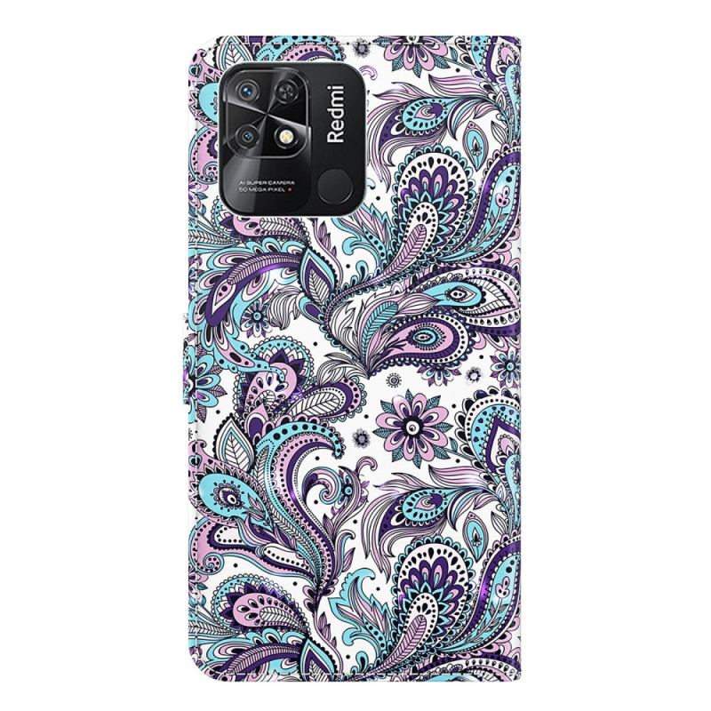 Housse Xiaomi Redmi 10C Motif Cachemire à Lanière