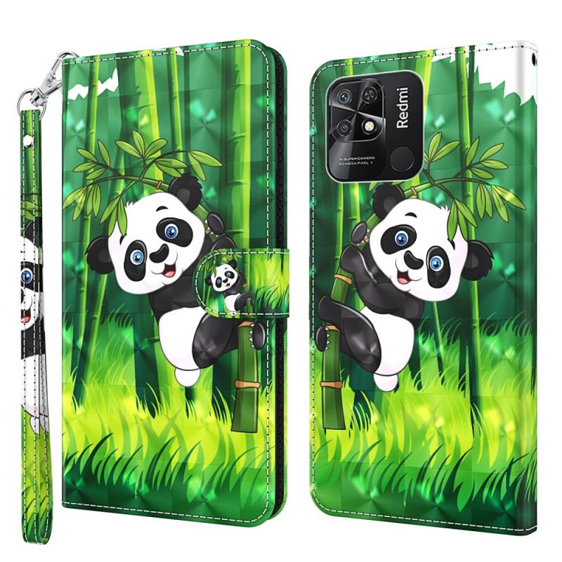 Housse Xiaomi Redmi 10C Panda Bambou à Lanière