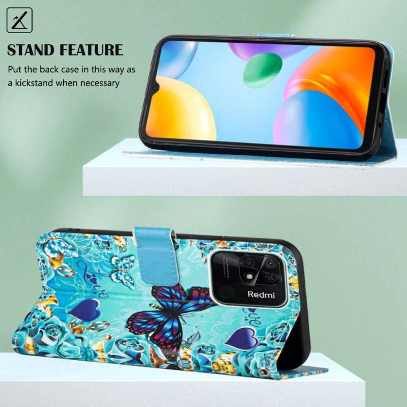 Housse Xiaomi Redmi 10C Papillons Volants à Lanière