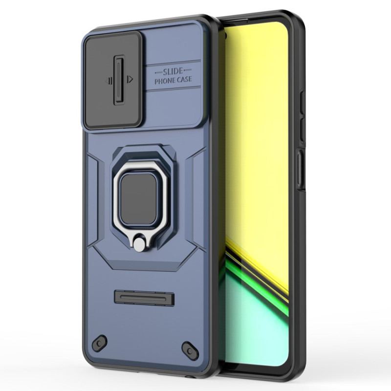 Coque Realme C67 Anneau-Support et Couvercle Coulissant pour Objectif