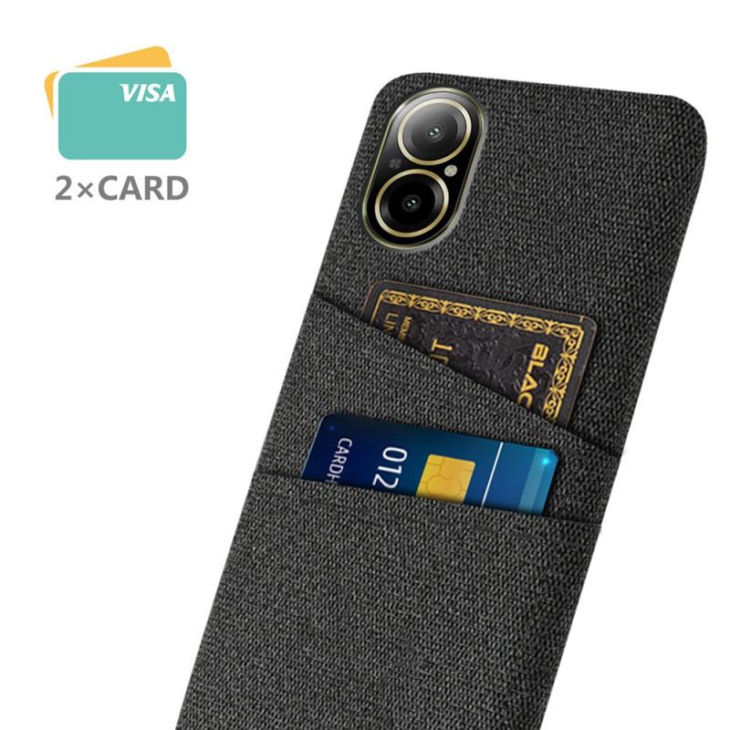 Coque Realme C67 Double Porte-Cartes Tissu