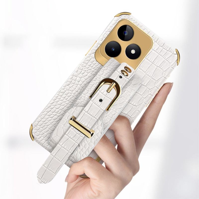 Coque Realme C53 / C51 Bracelet-Support Texture Crocodile