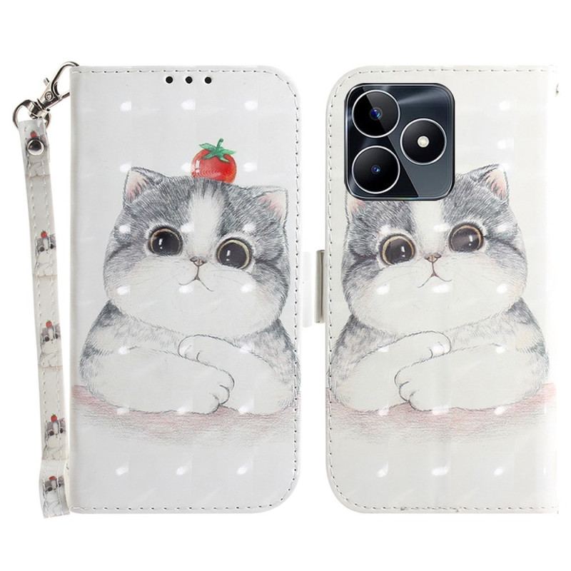 Housse Realme C53 / C51 Chat Mignon à Lanière