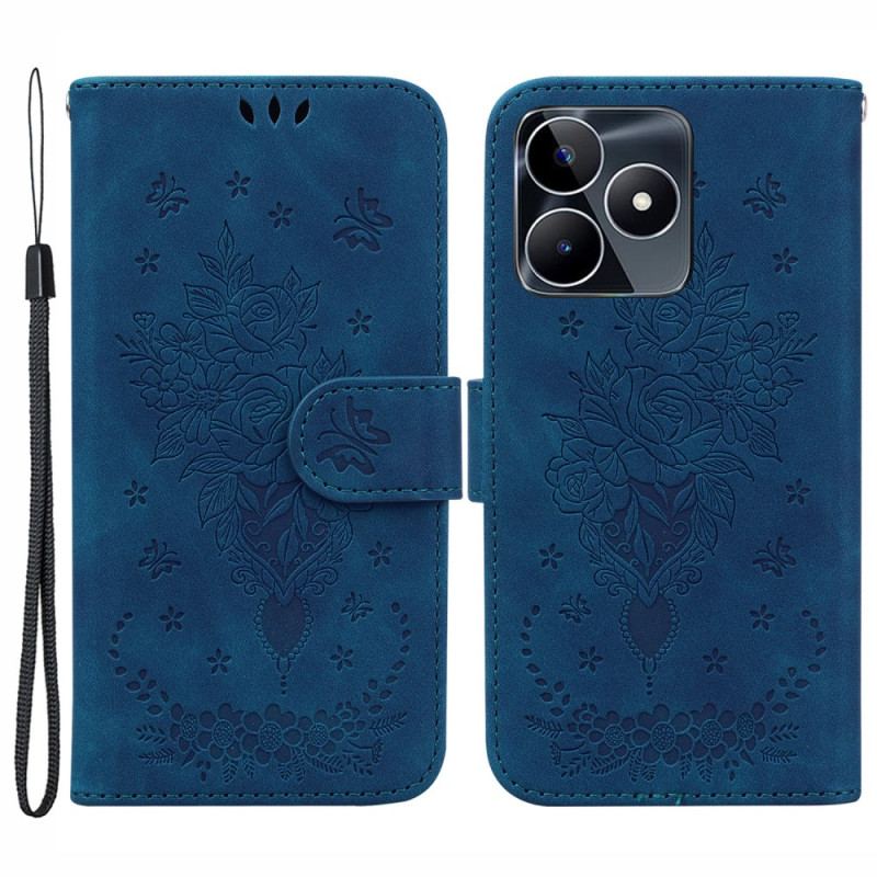 Housse Realme C53 / C51 Motif Rose et Papillons