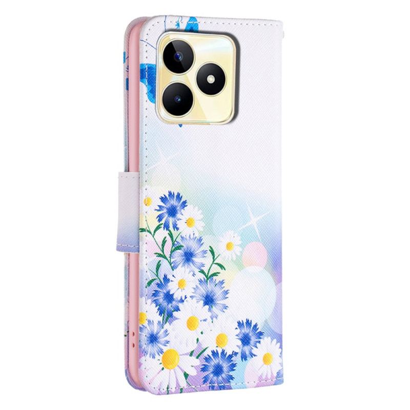 Housse Realme C53 / C51 Papillon et Fleurs Aquarelle