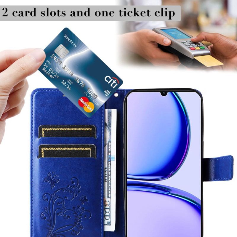 Housse Realme C53 / C51 Papillons Géants à Lanière