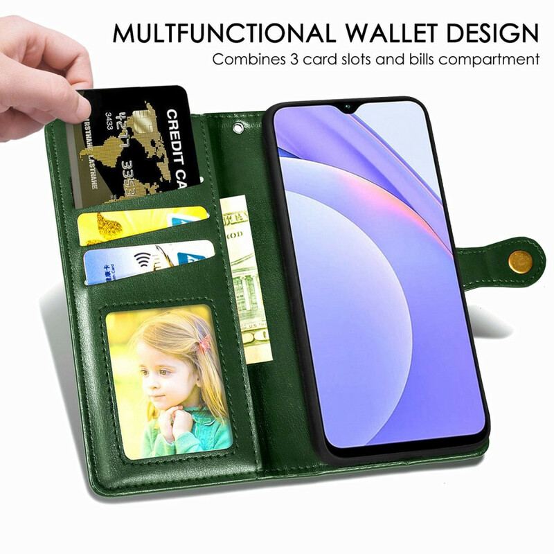 Housse Xiaomi Redmi 9T Simili Cuir et Fermoir Vintage