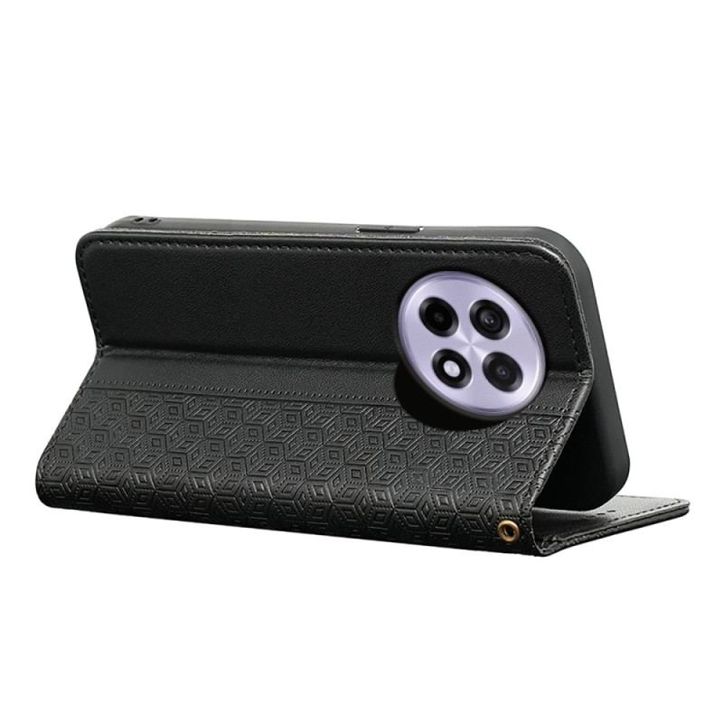 Flip Cover OnePlus 13R 5G Motif Quadrillé à Lanière