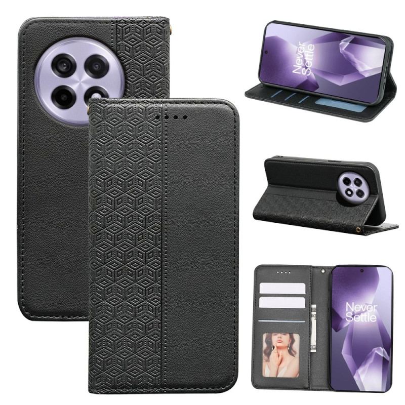 Flip Cover OnePlus 13R 5G Motif Quadrillé à Lanière