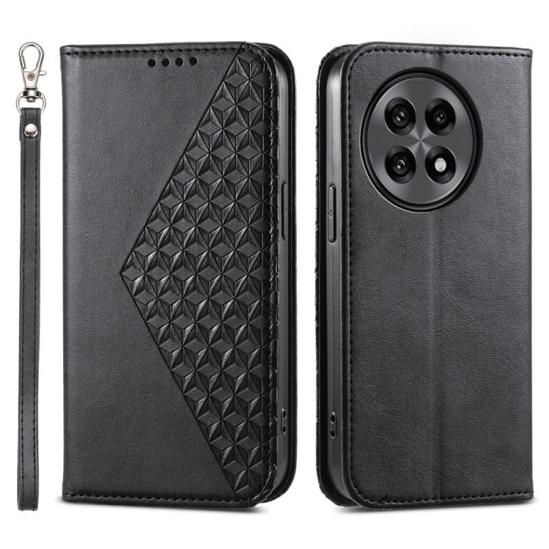 Flip Cover OnePlus 13R Motif Losanges à Lanière