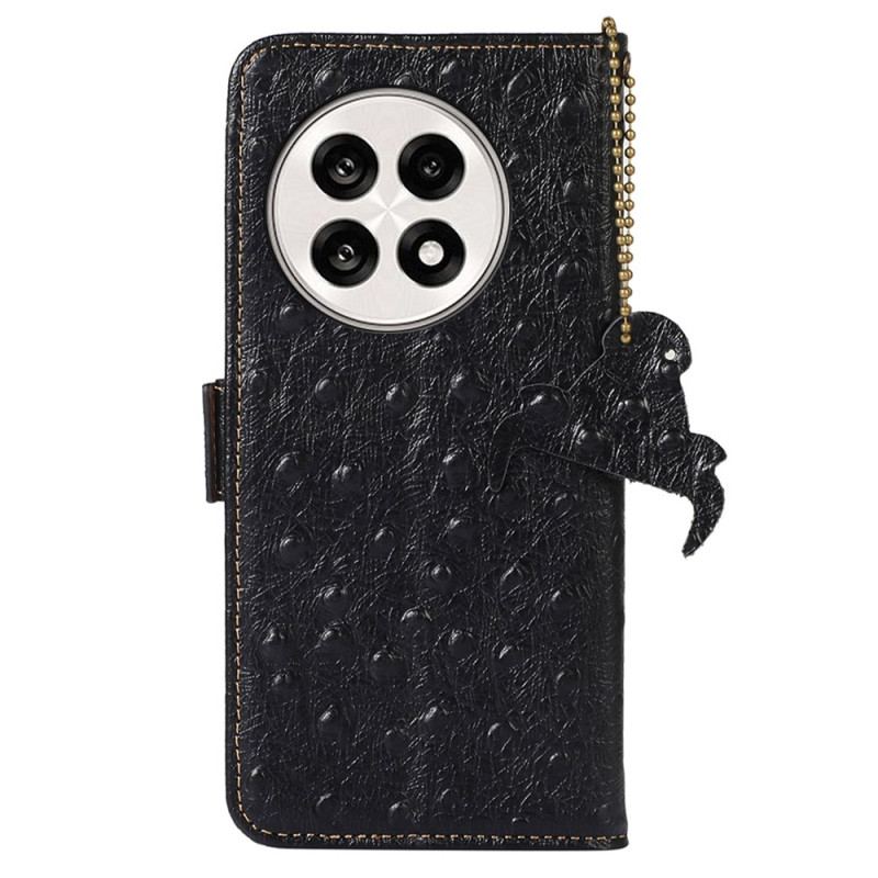 Housse OnePlus 13R Blocage RFID Cuir Texture Autruche
