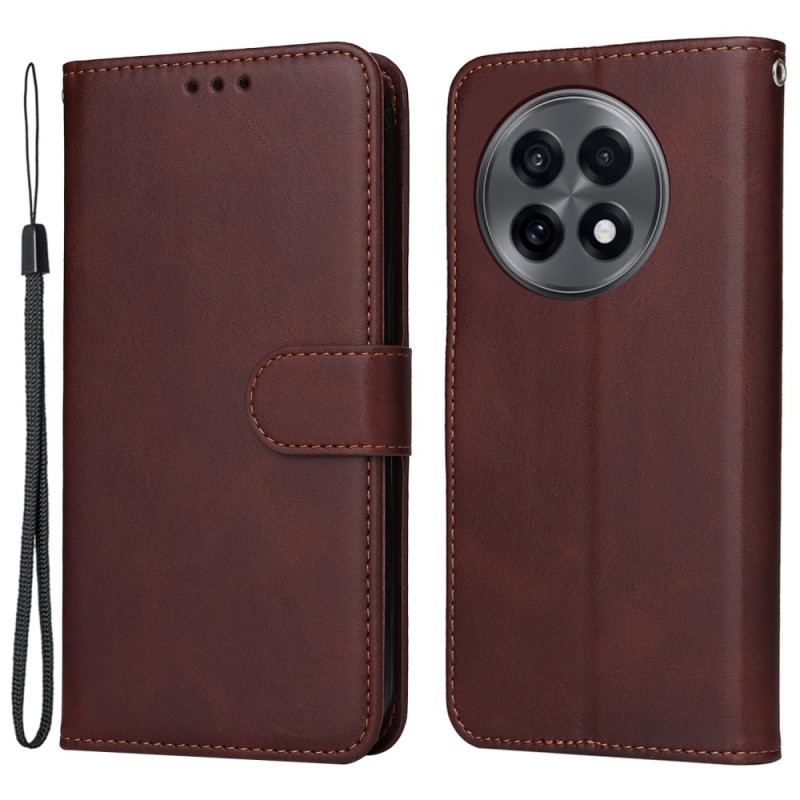 Housse OnePlus 13R Effet Cuir Uni à Lanière