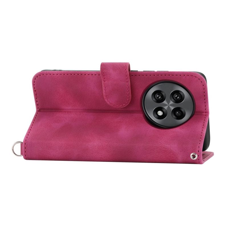 Housse OnePlus 13R Effet Daim Dentelle avec Lanière et Bandoulière