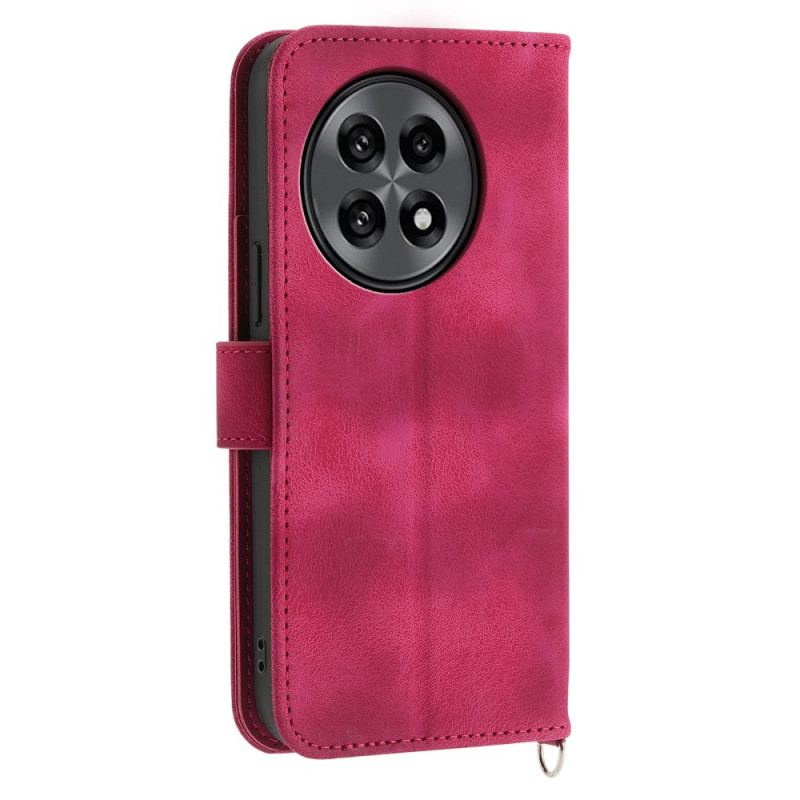 Housse OnePlus 13R Effet Daim Dentelle avec Lanière et Bandoulière