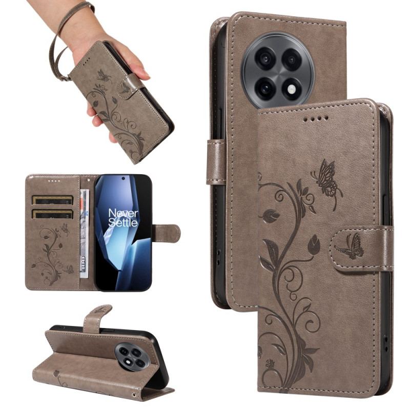 Housse OnePlus 13R Motif Floral à Lanière