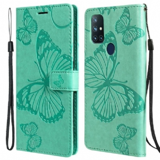 Housse OnePlus Nord N10 Papillons Géants à Lanière