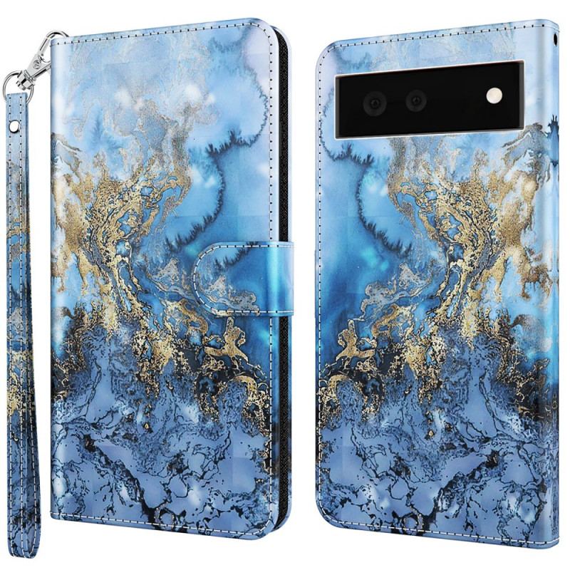 Housse Google Pixel 6A Effet Marbre à Lanière