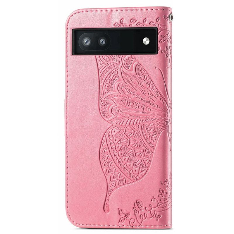 Housse Google Pixel 6A Motif Papillon avec Lanière