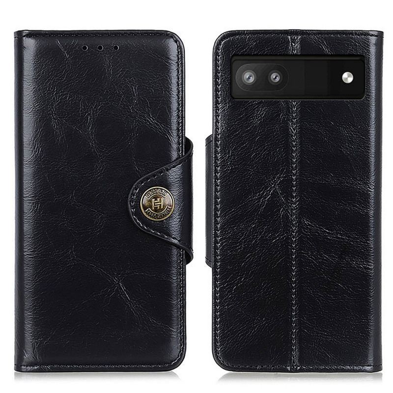 Housse Google Pixel 6A Simili Cuir Bouton Verni KHAZNEH