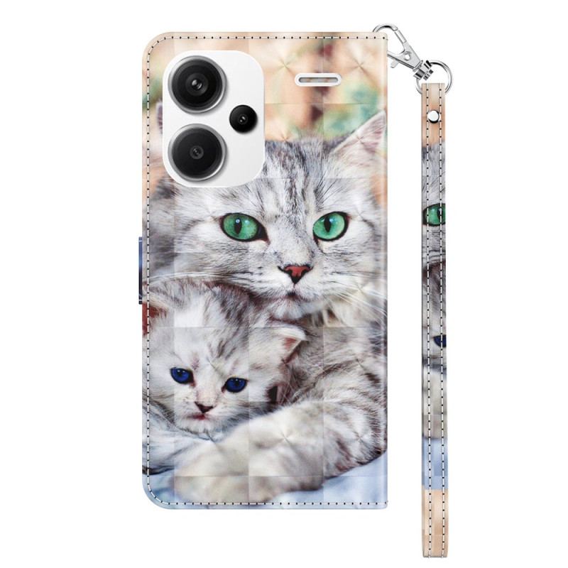 Housse Xiaomi Redmi Note 13 Pro Plus 5G Deux Chats à Lanière