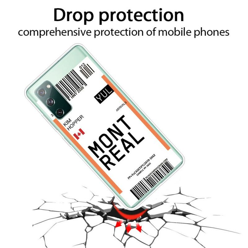 Coque Samsung Galaxy S20 FE Boarding Pass to Montreal