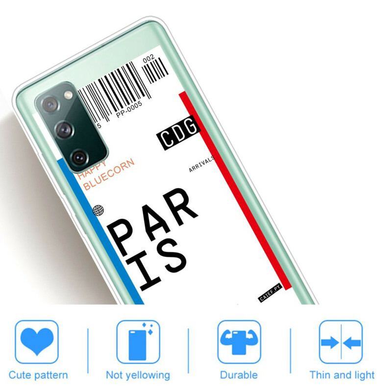 Coque Samsung Galaxy S20 FE Boarding Pass to Paris