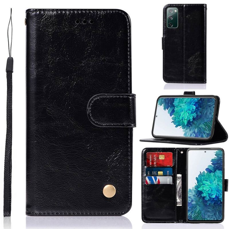 Housse Samsung Galaxy S20 FE Effet Cuir Vintage à Lanière