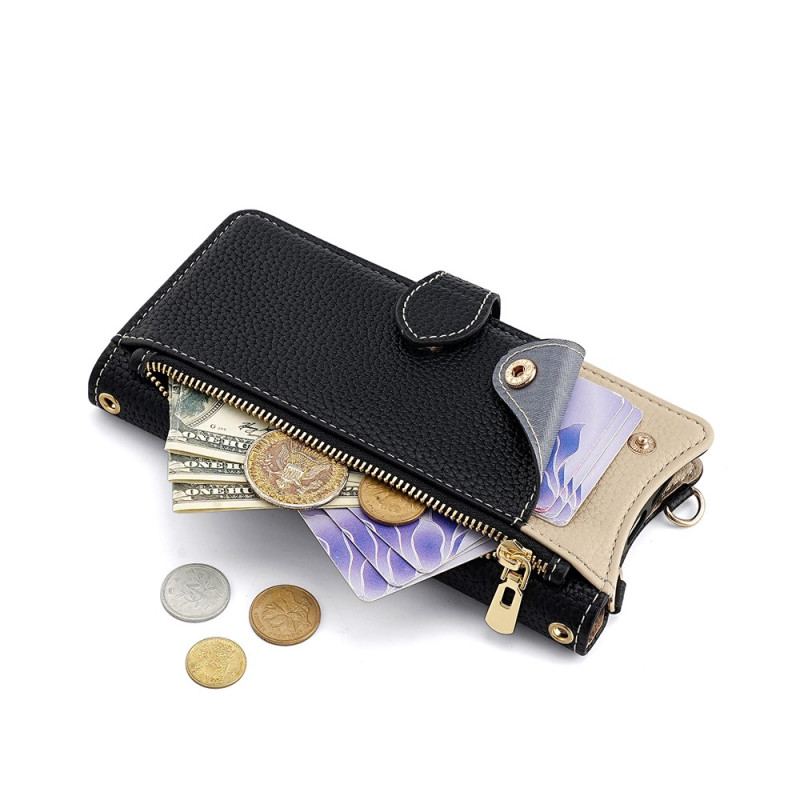 Housse Realme C71 Portefeuille Bicolore avec Miroir et Bandoulière