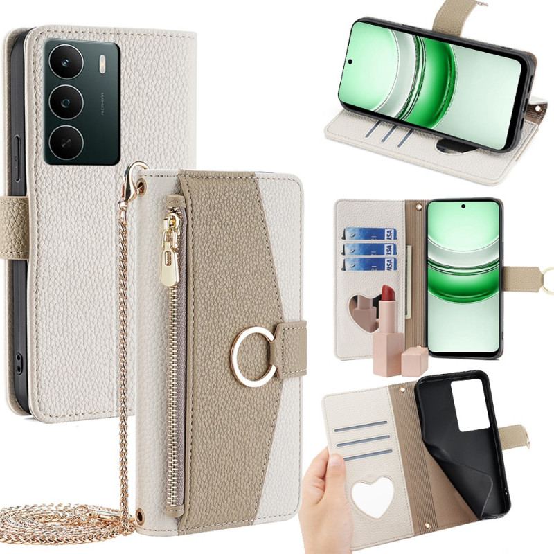 Housse Realme C71 Portefeuille Miroir et Chaîne