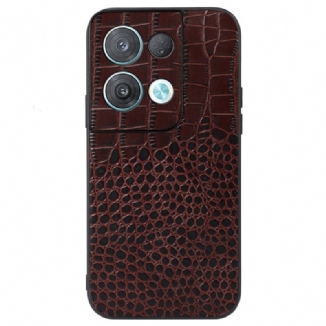 Coque Oppo Reno 8 Pro Cuir Véritable Texture Crocodile