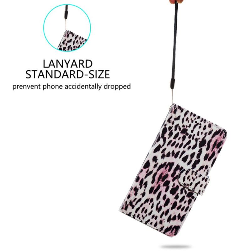 Housse Oppo A98 5G Motif Léopard à Lanière