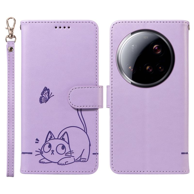 Housse Xiaomi 15 Ultra Graphique Chat à Lanière