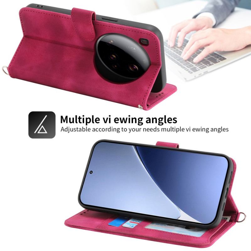 Housse Xiaomi 15 Ultra Motif Floral avec Lanière et Bandoulière